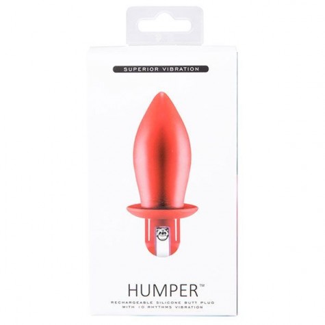 Красный конусообразный анальный вибратор HUMPER 3.5INCH VIBRATOR - 8 см.