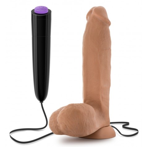 Кофейный вибратор 8 Inch Vibrating Cock - 20,3 см.